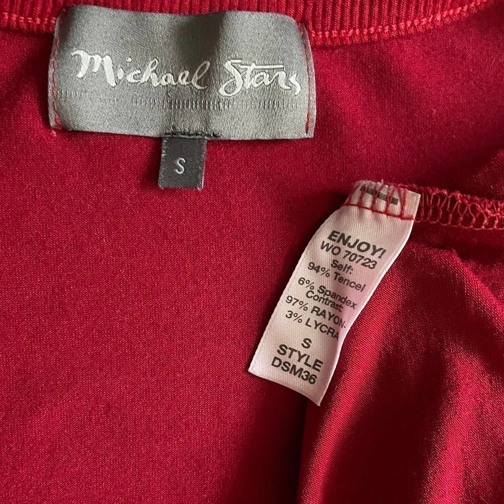 Michael Stars Long Sleeve Cold Shoulder Red Shift Dress Women's Size S - Picture 7 of 12